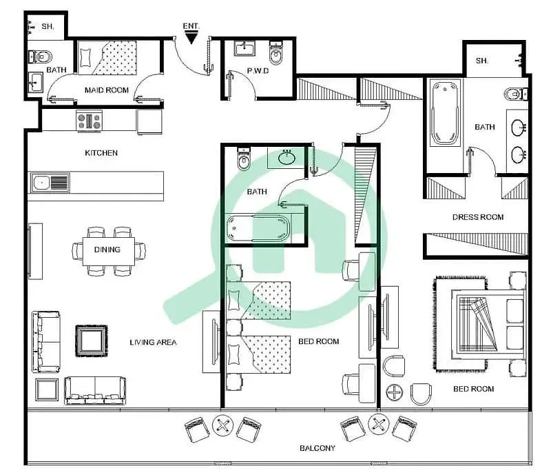 3 Bedroom Apartment In Sterling West With Full Burj Khalifa Views Dubai